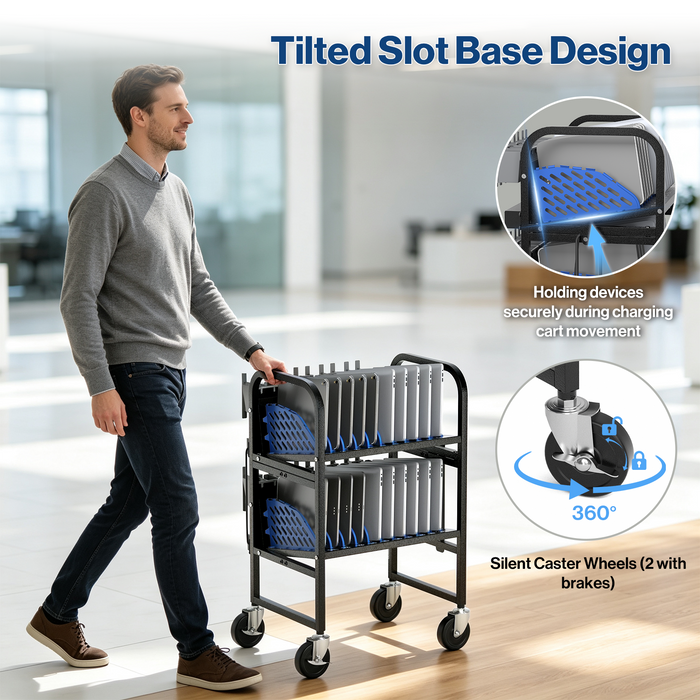 P-C20AK-H0 - 20-Device Laptop Charging Cart, Mobile Chromebook Charging Station