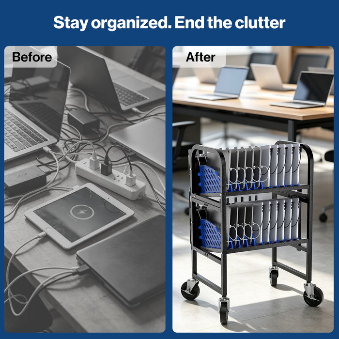 P-C20AK-H0 - 20-Device Laptop Charging Cart, Mobile Chromebook Charging Station