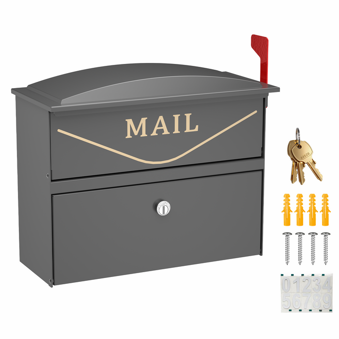 P-D35HF-G0 - Rainproof Locking Mailbox with Outgoing Mail Flag (Gray)
