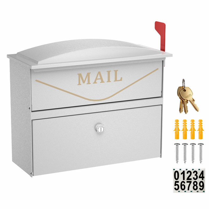 P-D35HF-W0 - Rainproof Locking Mailbox with Outgoing Mail Flag (White)