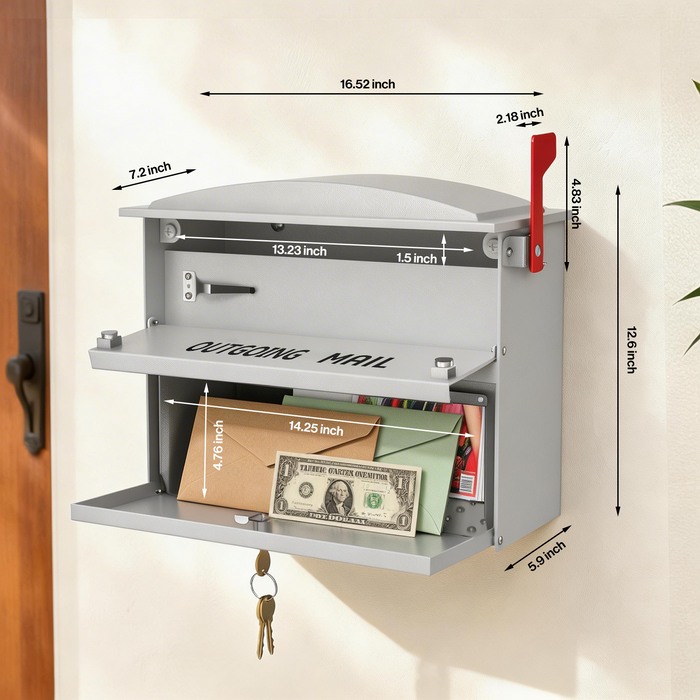 P-D35HF-W0 - Rainproof Locking Mailbox with Outgoing Mail Flag (White)