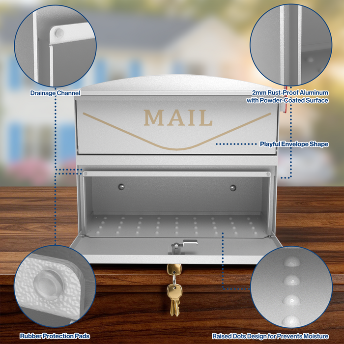 P-D35HF-W0 - Rainproof Locking Mailbox with Outgoing Mail Flag (White)