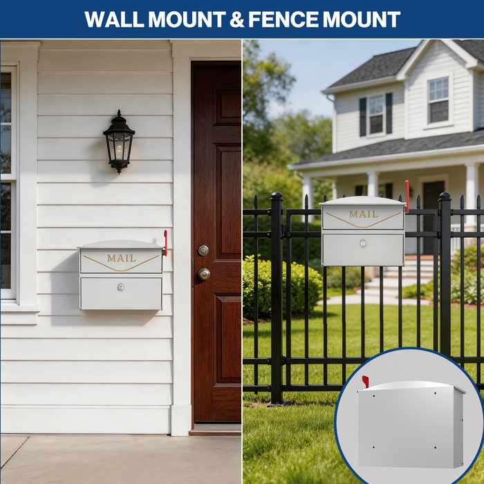 P-D35HF-W0 - Rainproof Locking Mailbox with Outgoing Mail Flag (White)