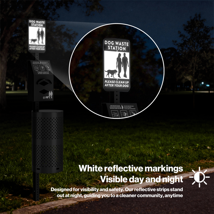 P-D37GK-H0 - Dog Waste Station with 600 Bags, 10 Gallon Outdoor Trash Can (Matte Black)