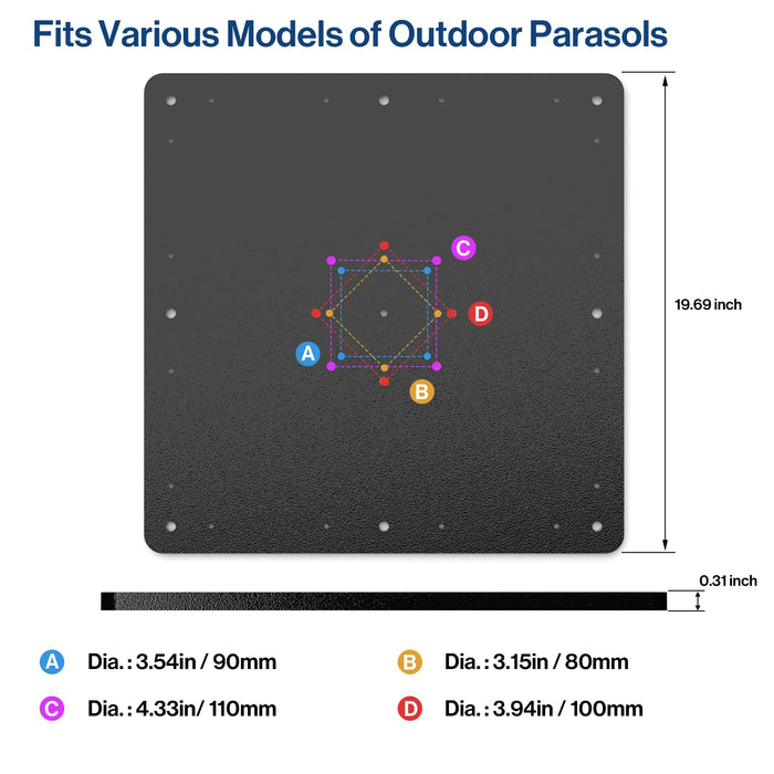 P-S02GF-H0 - Bolt Down Outdoor Umbrella Base Steel Plate