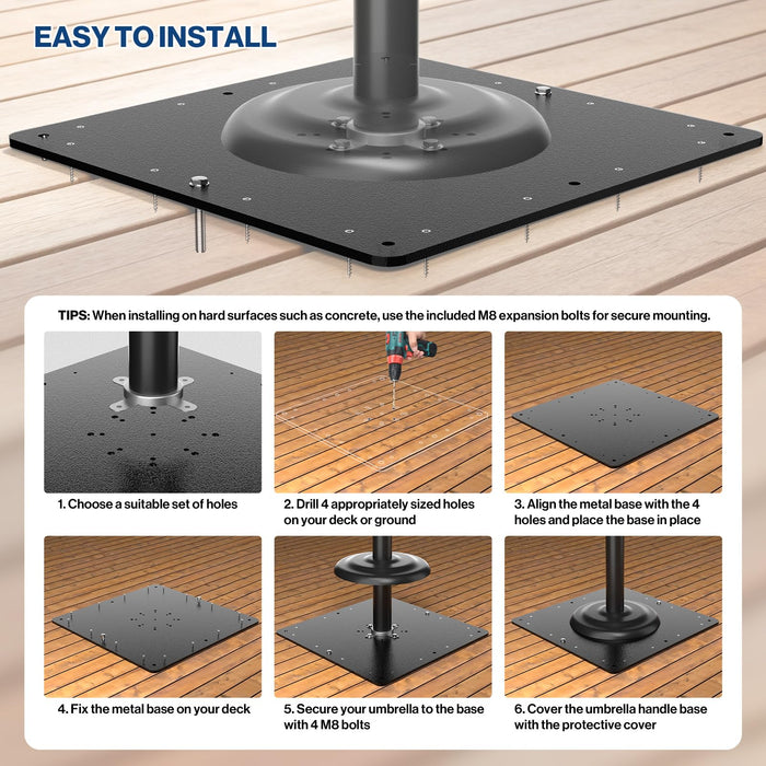 P-S02GF-H0 - Bolt Down Outdoor Umbrella Base Steel Plate