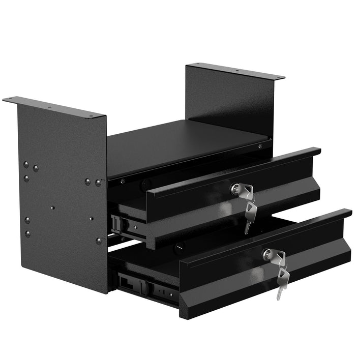 P-TD2FK-H0 - 2-Tier Under Desk Slide Out Drawer with Lock