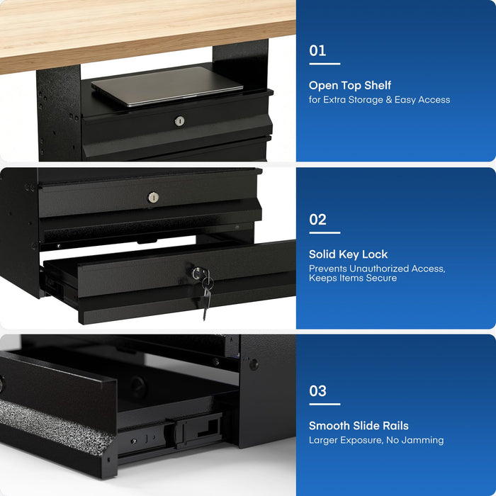 P-TD2FK-H0 - 2-Tier Under Desk Slide Out Drawer with Lock