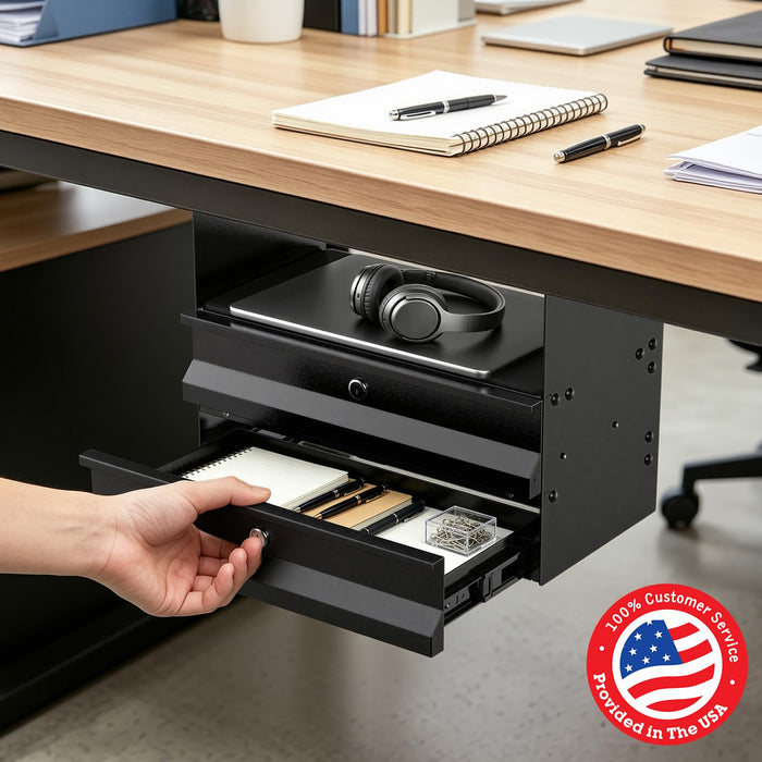 P-TD2FK-H0 - 2-Tier Under Desk Slide Out Drawer with Lock