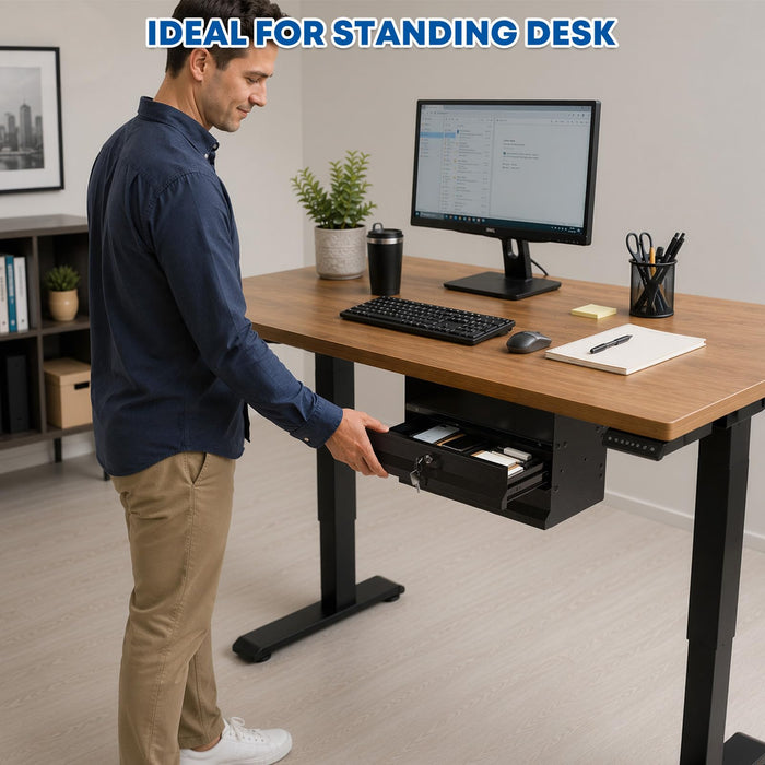 P-TD2FK-H0 - 2-Tier Under Desk Slide Out Drawer with Lock