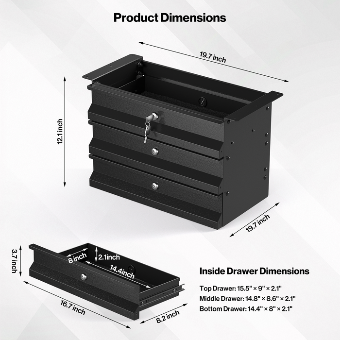 P-TD3FK-H0 - 3-Tier Under Desk Storage Drawers