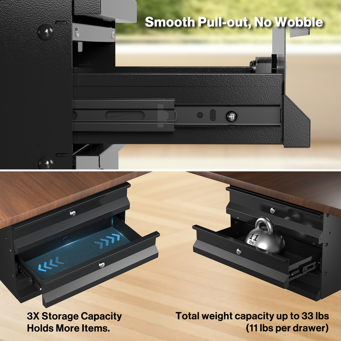 P-TD3FK-H0 - 3-Tier Under Desk Storage Drawers
