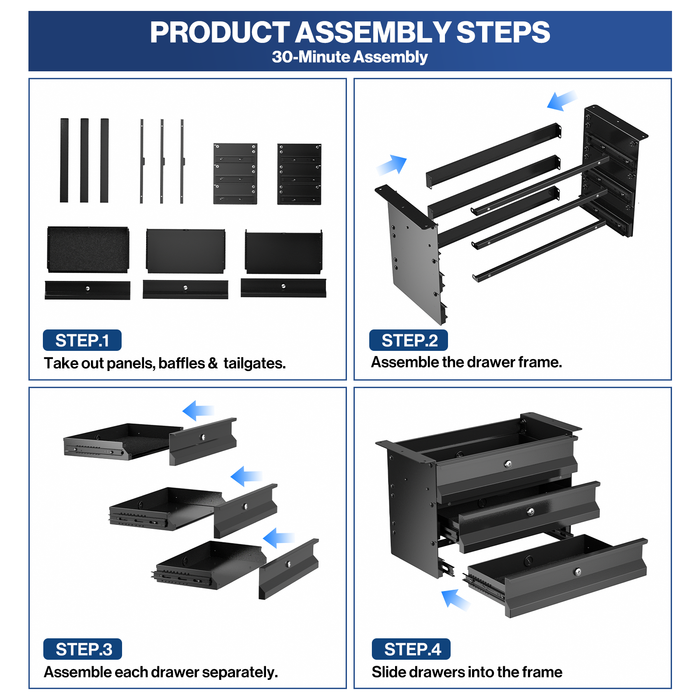 P-TD3FK-H0 - 3-Tier Under Desk Storage Drawers