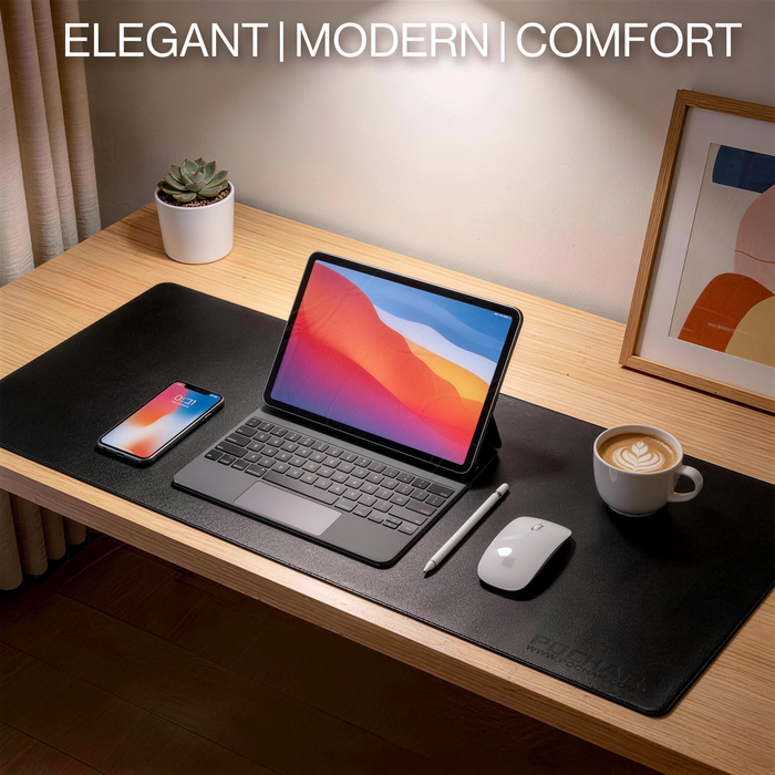 PD1-BLK - Dual Sided PU Leather Desk Pad (Black)