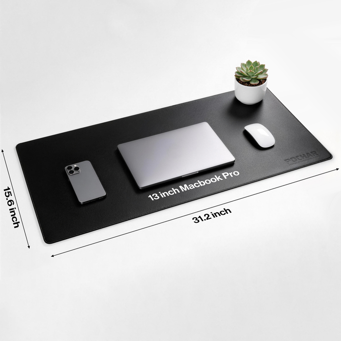 PD1-BLK - Dual Sided PU Leather Desk Pad (Black)