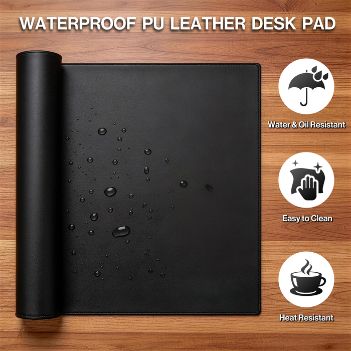 PD1-BLK - Dual Sided PU Leather Desk Pad (Black)