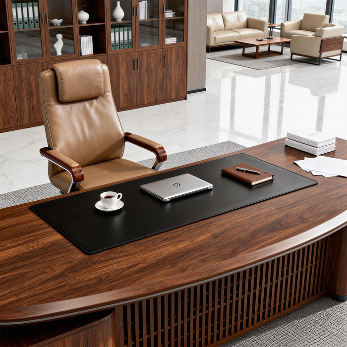PD1-BLK - Dual Sided PU Leather Desk Pad (Black)