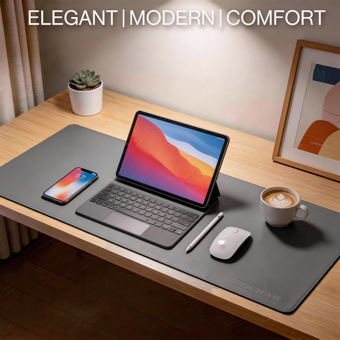 PD1-GRY - Dual Sided PU Leather Desk Pad (Gray)