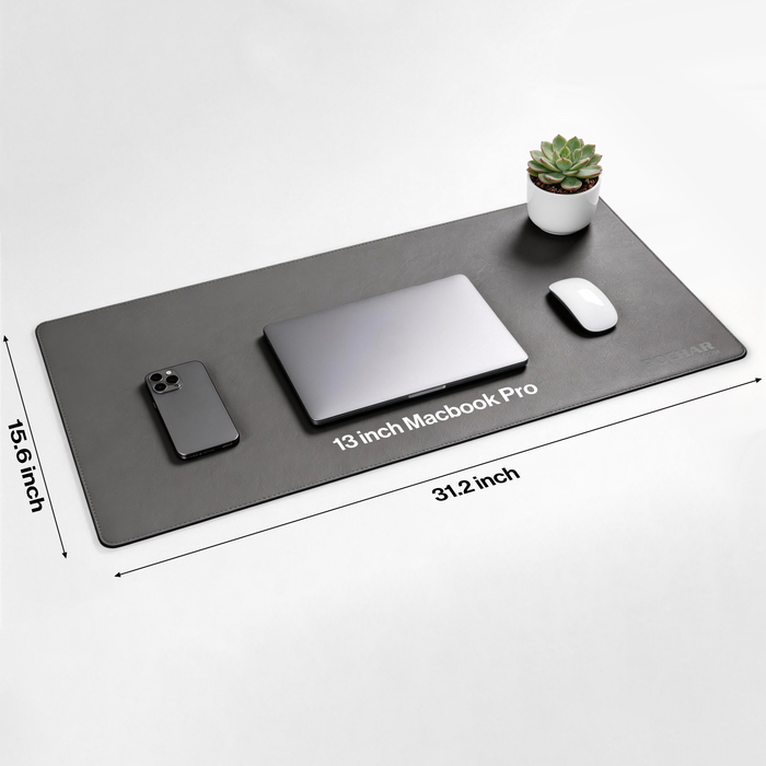 PD1-GRY - Dual Sided PU Leather Desk Pad (Gray)