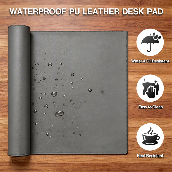 PD1-GRY - Dual Sided PU Leather Desk Pad (Gray)