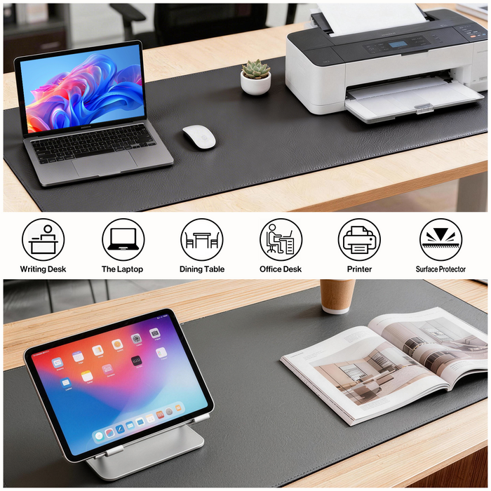 PD1-GRY - Dual Sided PU Leather Desk Pad (Gray)