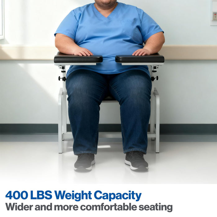 T14 - Extra Large Padded Phlebotomy Chair with Adjustable Armrest and Steel Frame