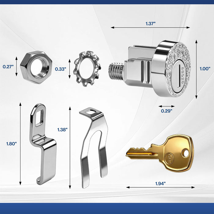 USPS-LOCKSET-3KEYS  -  1 Pcs L-1172C National Mailbox Lock Replacement C9100 with 3 Brass Keys
