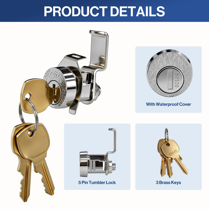 USPS-LOCKSET-3KEYS  -  1 Pcs L-1172C National Mailbox Lock Replacement C9100 with 3 Brass Keys