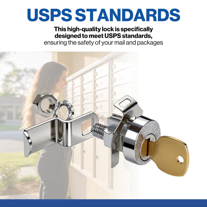 USPS-LOCKSET-3KEYS  -  1 Pcs L-1172C National Mailbox Lock Replacement C9100 with 3 Brass Keys