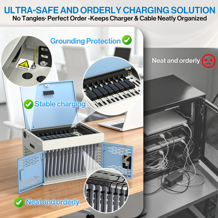Y816AS-B - Wall Mount 16-Unit Charging Cabinet for Laptops & Tablets
