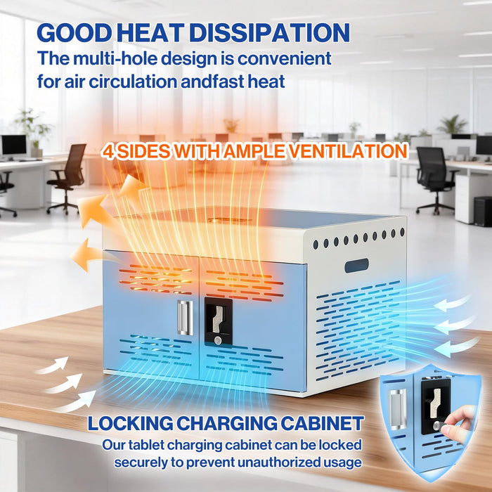 Y816AS-B - Wall Mount 16-Unit Charging Cabinet for Laptops & Tablets