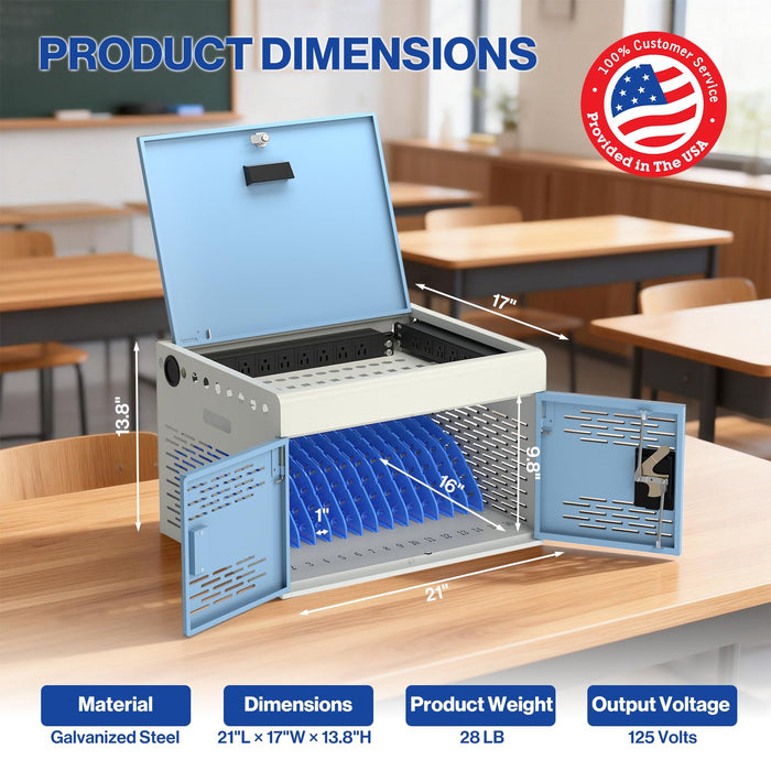 Y816AS-B - Wall Mount 16-Unit Charging Cabinet for Laptops & Tablets