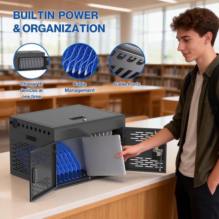 Y816ASC-H 16-Unit Charging Cabinet for Laptops & Tablets, Assembly Required