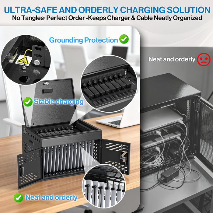 Y816ASC-H 16-Unit Charging Cabinet for Laptops & Tablets, Assembly Required