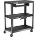 POCHAR-AVJL-Extra-Large-Steel-Cart-with-Keyboard-Tray-Steel-Audio-Visual-Cart-Metal-Presentation-Cart-Heavy-Duty-Projector-Cart