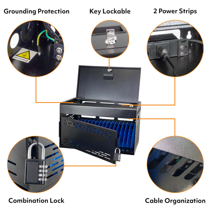 C16D-H - Locking Charging Cabinet for Chromebooks, iPads, and Laptops