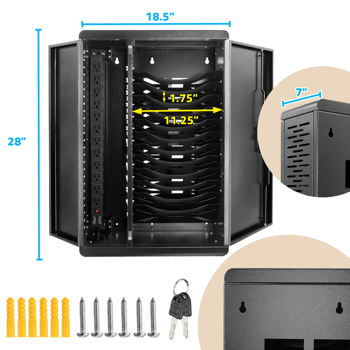 C12BH - 12-Device Wall Mount Charging Station for Tablets