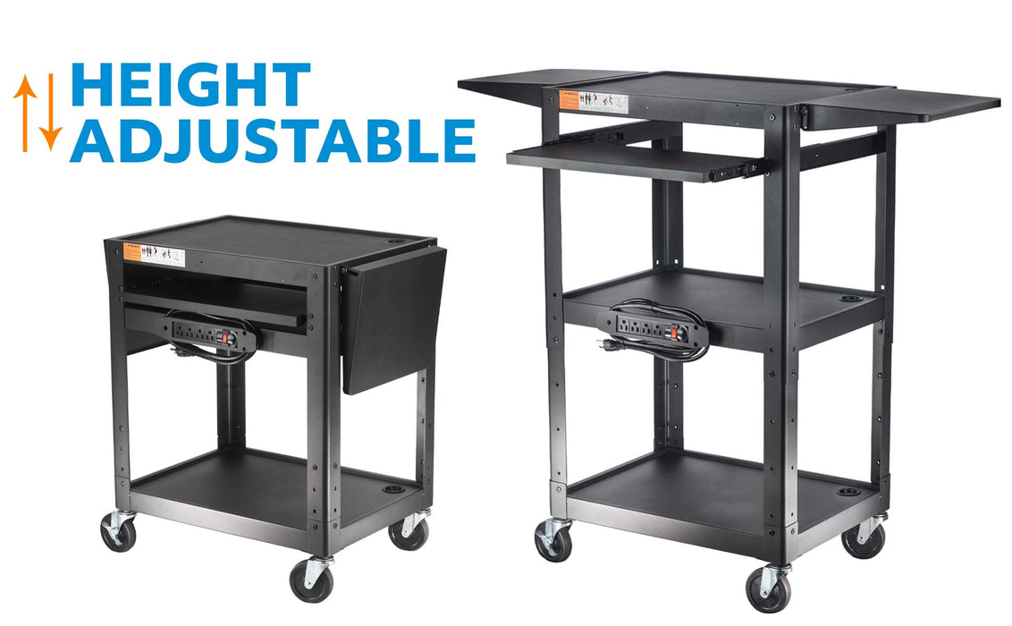 AVJM - Steel Frame AV Cart with Drop Leaves and Keyboard Tray