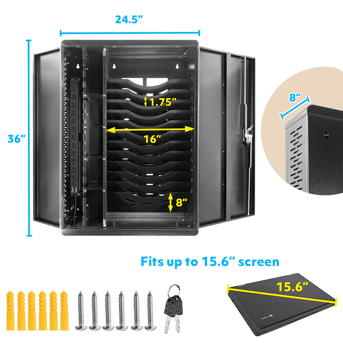 C12AH - 12-Device Wall Mount Charging Station for Laptops