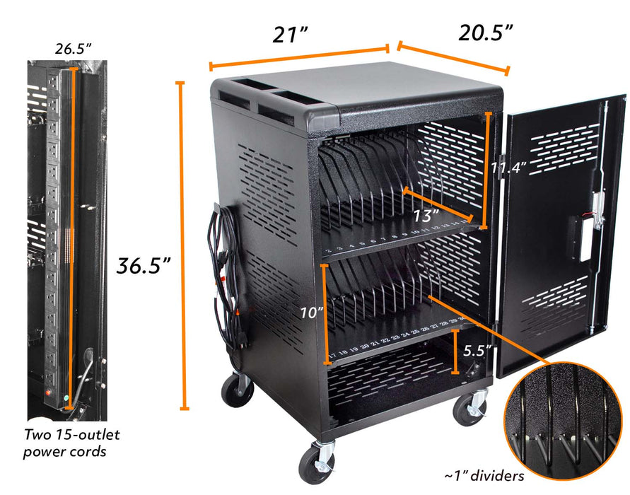 C30C-H - Charging Cart with Electronic Keypad for 30 Devices