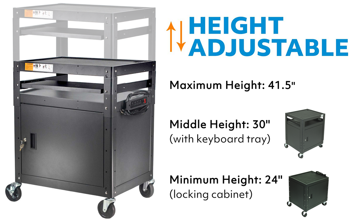 AVG - Steel Frame AV Cart with Locking Cabinet (2021 Model)