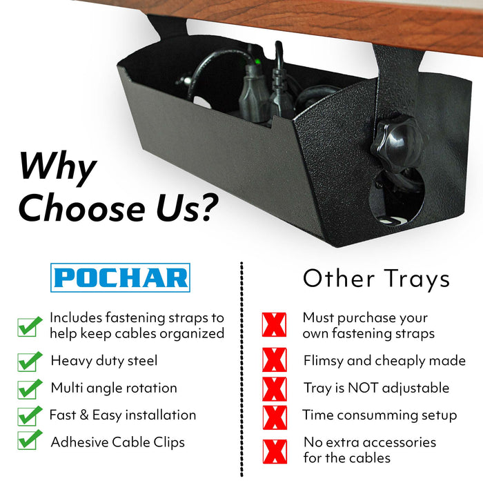 DR4 - 16'' Under Desk Cable Management Tray — Pochar LLC