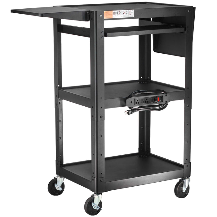 AVJM - Steel Frame AV Cart with Drop Leaves and Keyboard Tray