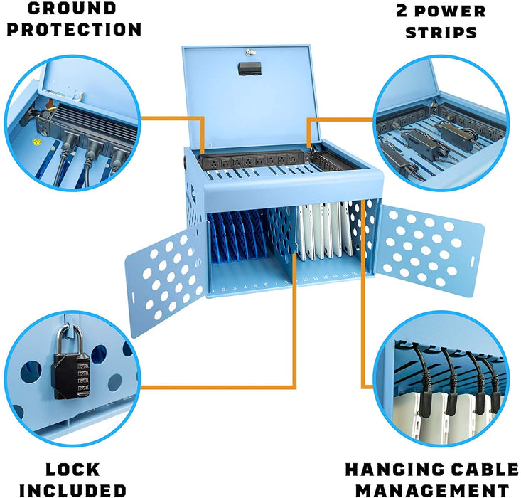 C16B-B - Locking Charging Cabinet for Chromebooks, iPads, and Laptops