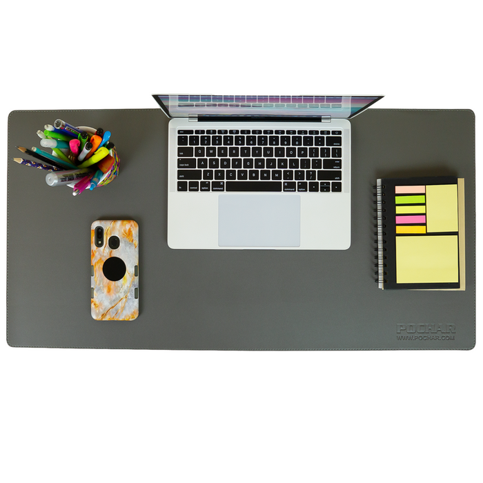 PD1-GRY - Dual Sided PU Leather Desk Pad (Gray)