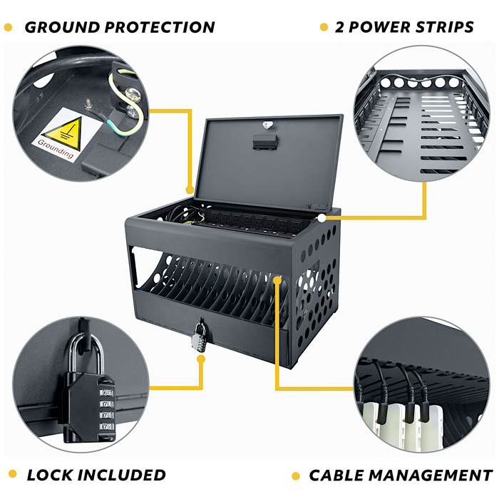 CCH16S - 16-Unit Charging Cabinet with Combination Lock