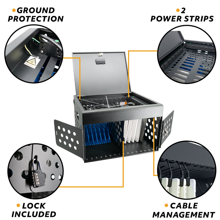 C16B-H - Locking Charging Cabinet for Chromebooks, iPads, and Laptops