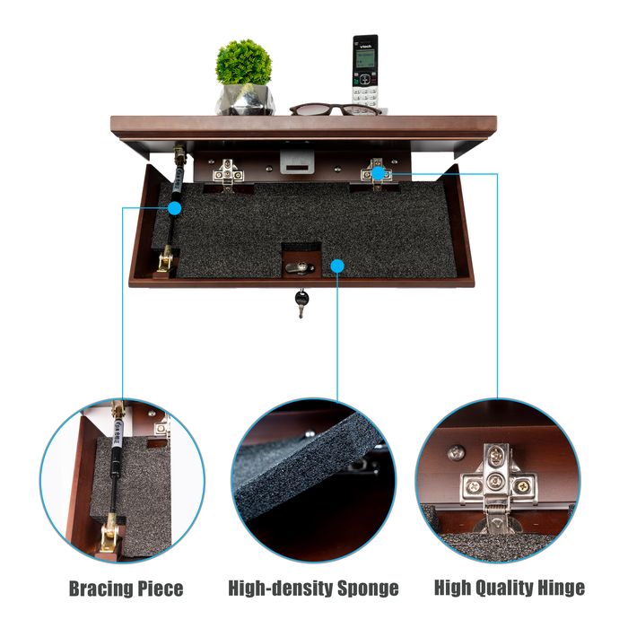 G30 - Compact Gun Shelf with Trap Door, Compact Gun Storage with Key Lock, Easy Installation, Secure & Safe Hidden Concealment Compartment with Gun Storage Boxs | 22.5''L x 10.25''W x 4''D