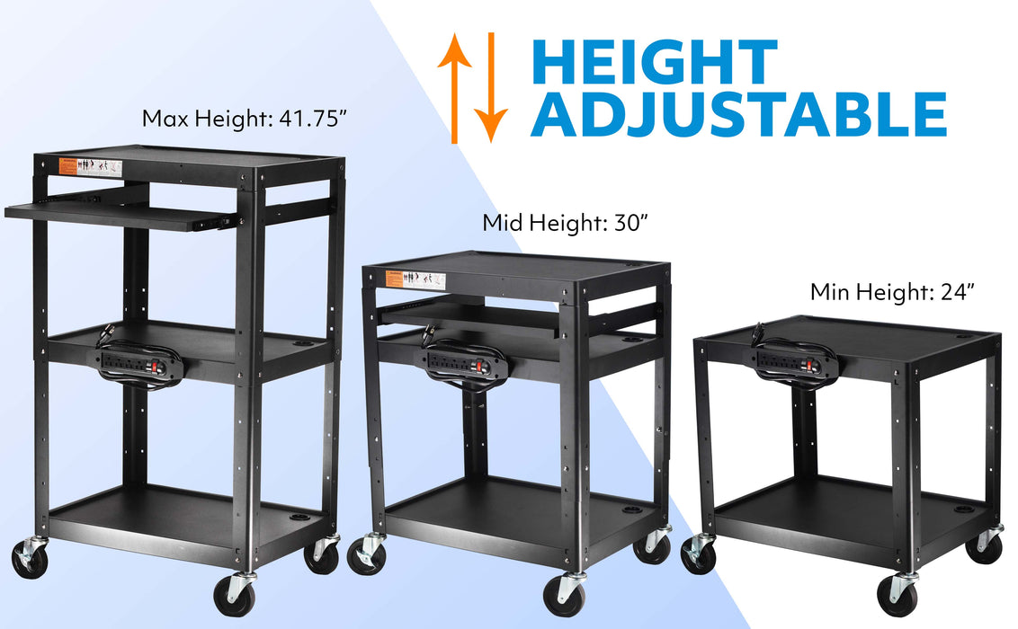 AVJ - Steel Frame AV Cart with 3 Shelves (2021 Model)