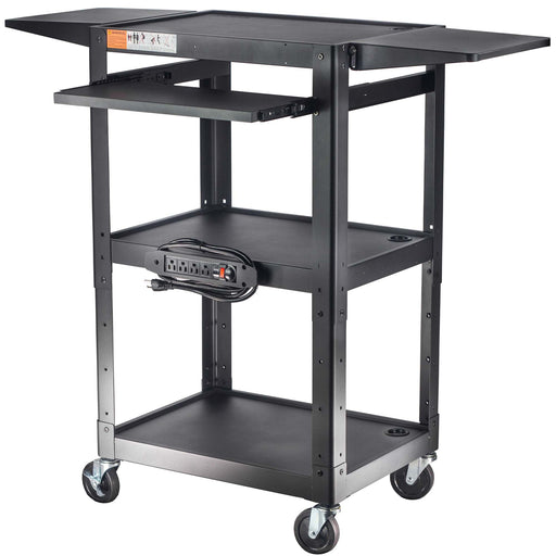 POCHAR-AVJM-Steel-Audio-Visual-Cart-with-Drop-Leaves-and-Keyboard Tray-Metal-Projector-Cart-Steel-Utility-Cart